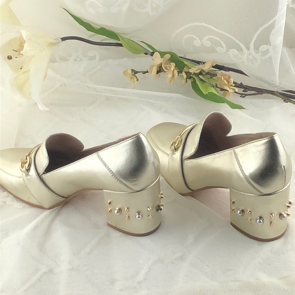 Steven by Steve Madden Gold Leather Block Heels - Picture 7 of 8